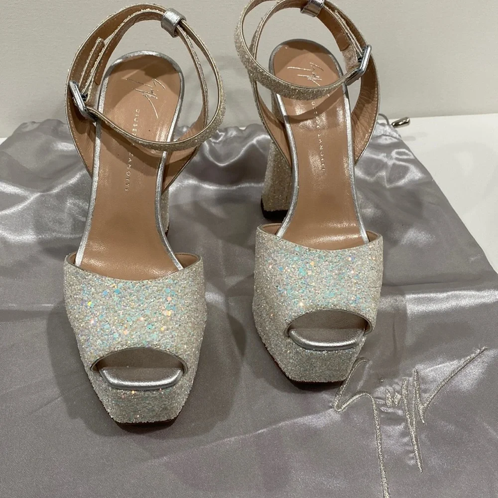 Giuseppe Zanotti Iridescent Glitter Platform Sandals